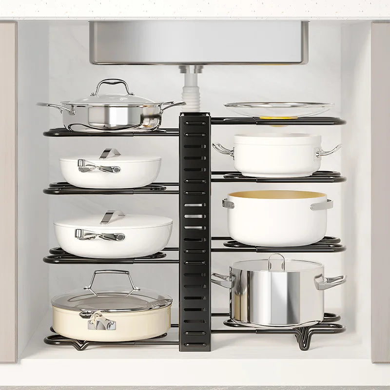 Adjustable Multi-Layer Pot Lid & Pan Organizer Rack Cookware Organizer Rack SPOT