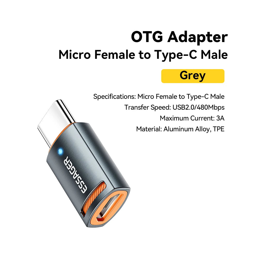 Essager USB 3.0 OTG Adapter – Type-C, Micro & Lightning USB OTG Adapter SPOT Micro to Type-C 3A