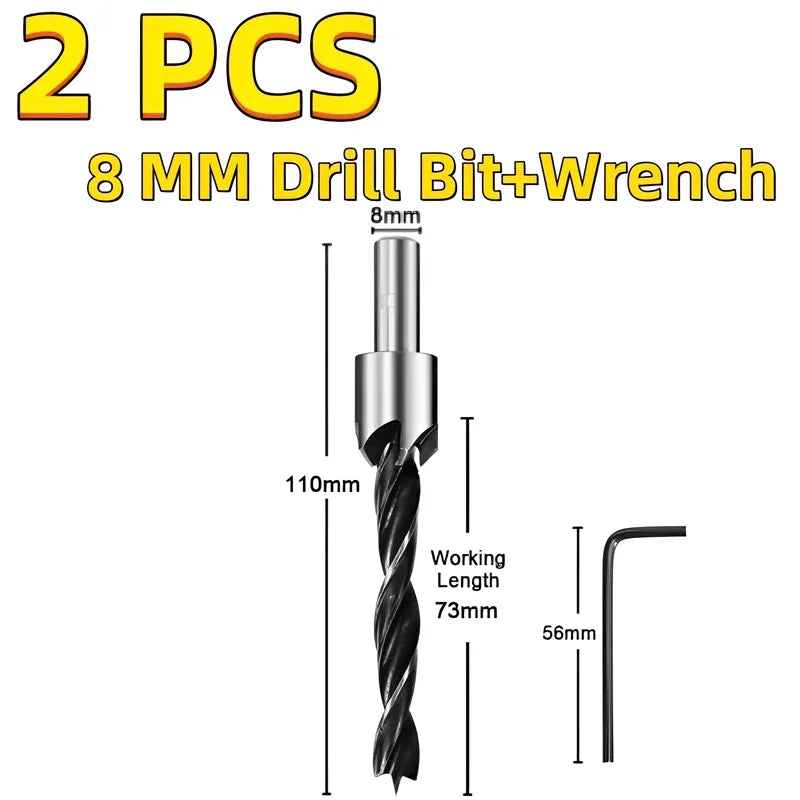 8-Pc HSS Countersink Drill Bit Set – Woodworking Chamfer Countersink Drill Bit Set SPOT 8MM Silver