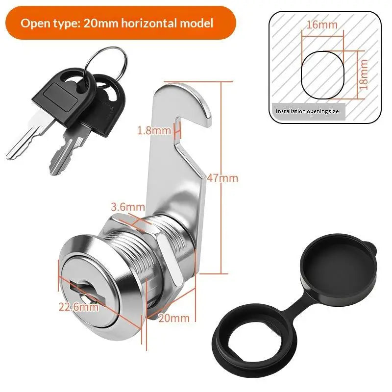 Zinc Alloy Cam Lock with Waterproof Cover & 2 Keys Cam Lock SPOT A8