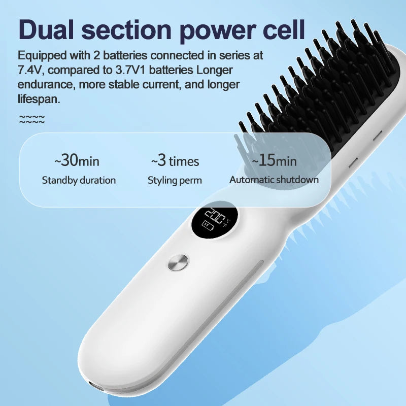 Wireless USB Rechargeable Hair Straightener Brush – Men & Women Hair Straightener Brush SPOT