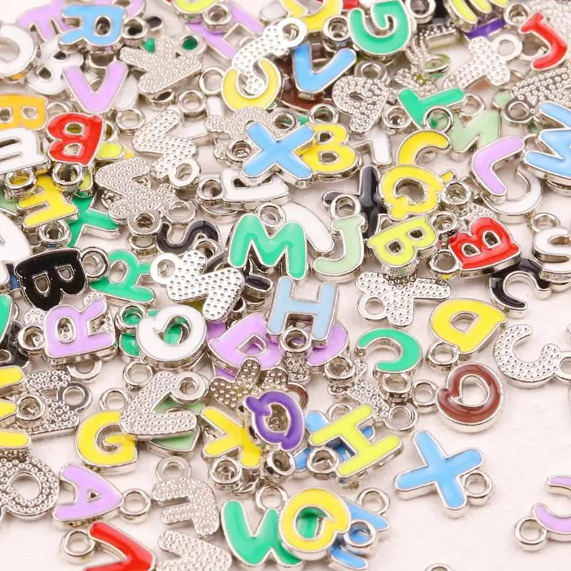 100-Pack Colorful Enamel A-Z Alphabet Charms for DIY Jewelry Jewelry Making Charms SPOT