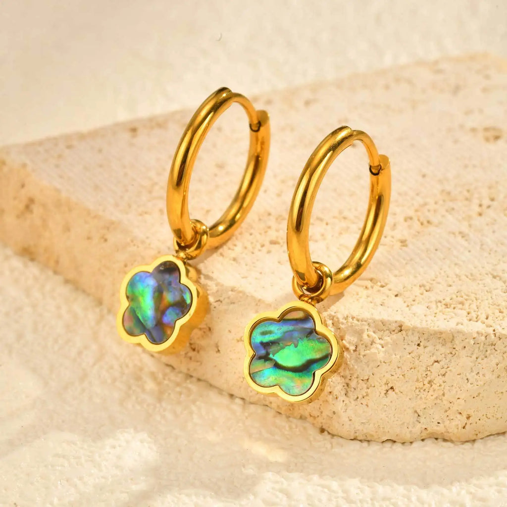 Stainless Steel Shell Flower Hoop Earrings – Huggie Hoops Hoop Earrings SPOT Default Title