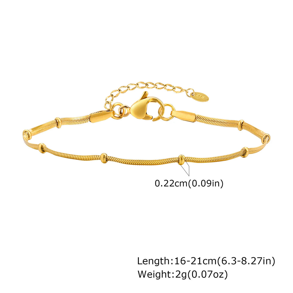 18K Gold Plated Snake Bead Chain Bracelet for Women Chain Link Bracelet SPOT Bracelet-BR-2304G