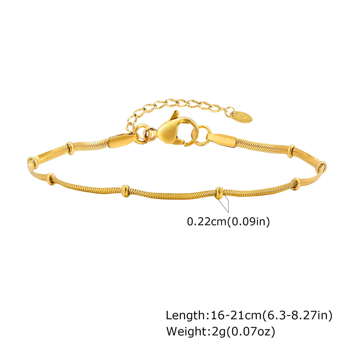18K Gold Plated Snake Bead Chain Bracelet for Women Chain Link Bracelet SPOT Bracelet-BR-2304G