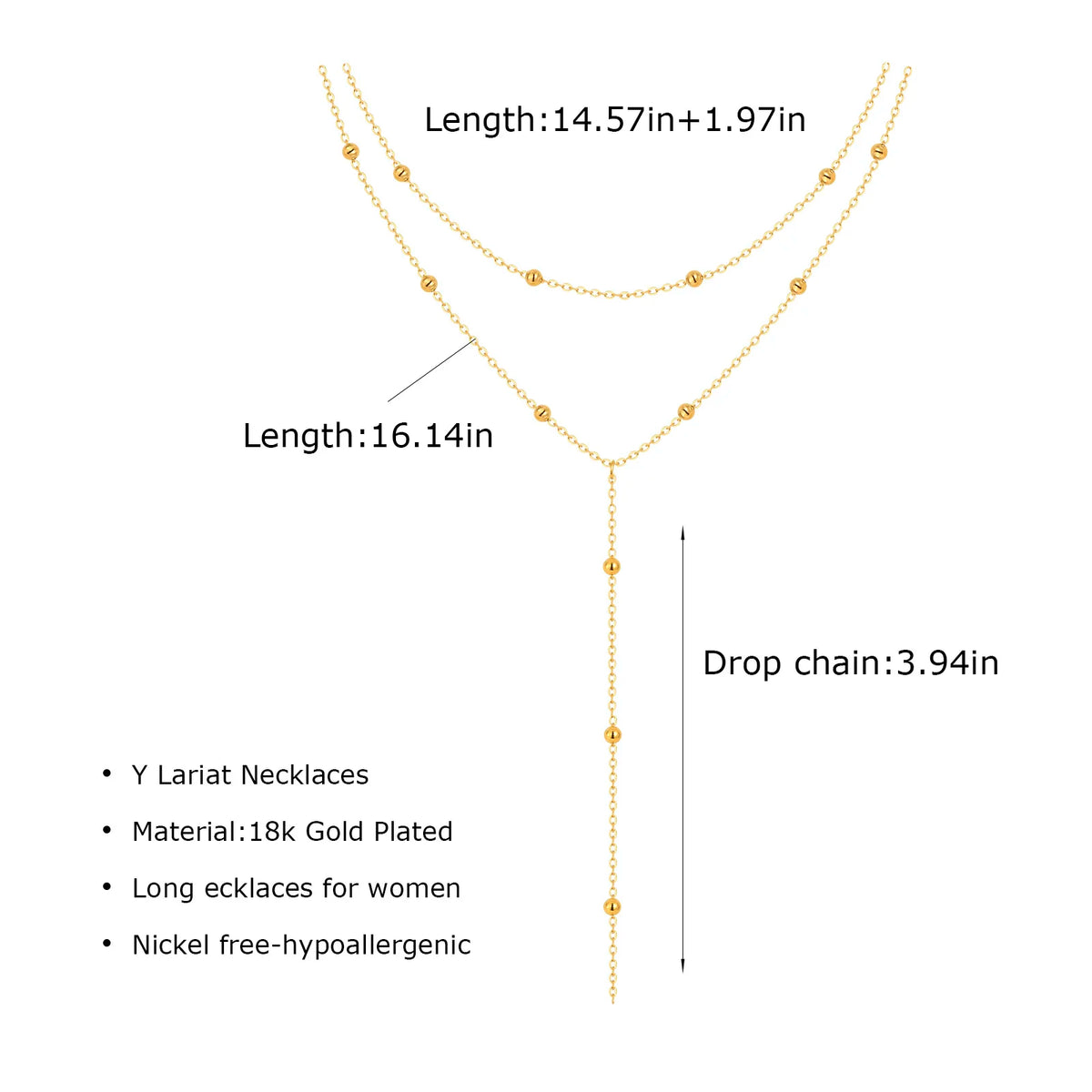 Gold Lariat Necklace – 18K Plated Y-Shape CZ Drop Pendant Lariat Pendant Necklace SPOT