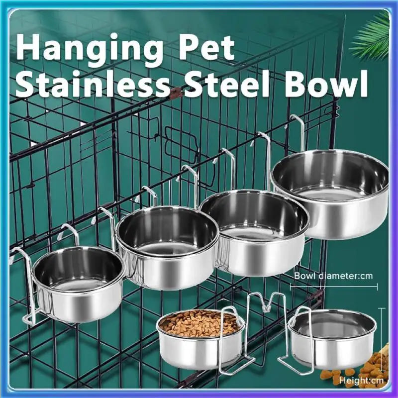 Stainless Steel Hanging Pet Bowl – Cage Mount Dog & Cat Feeder Hanging Pet Bowl SPOT