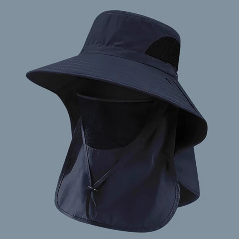 UV Neck Flap Sun Hat – Fishing Bucket Cap for Outdoor Use Outdoor Sun Hat SPOT Blue One Size