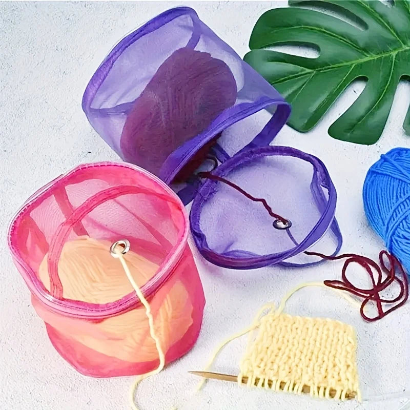 Nylon Mesh Yarn Storage Bag with Zipper – Knitting Organizer Yarn Storage Bag SPOT