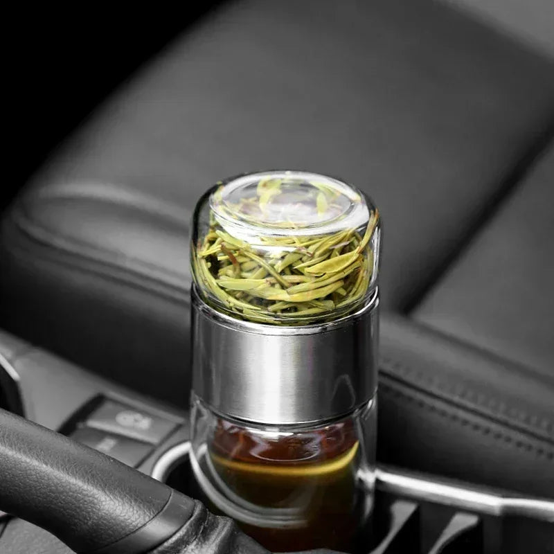 490ml Double-Layer Glass Tea Cup with Filter & Anti-Scald Sleeve Glass Tea Cup SPOT