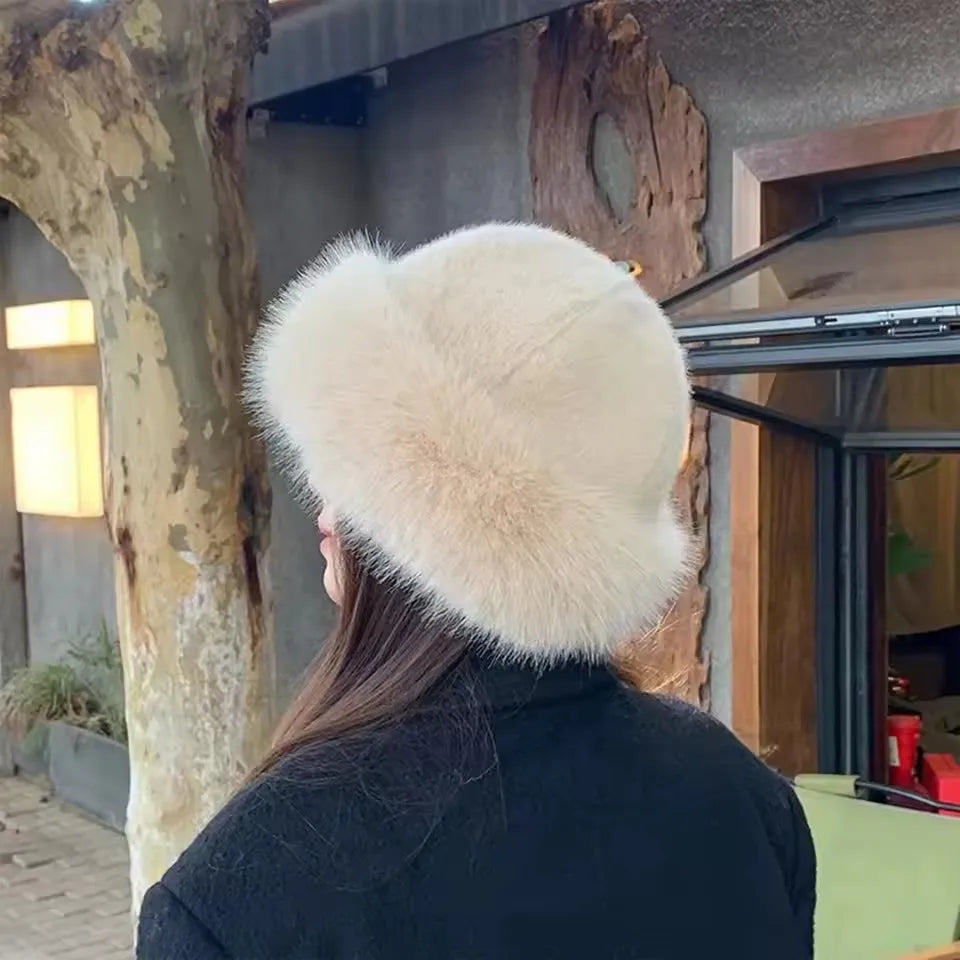 Women's Fluffy Plush Fur Beanie – Thick Warm Winter Hat Winter Fur Beanie SPOT