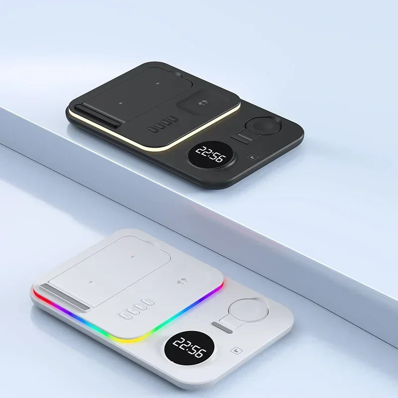 VIKEFON 4-in-1 Wireless Charging Station with Clock & Night Light Wireless Charging Station SPOT