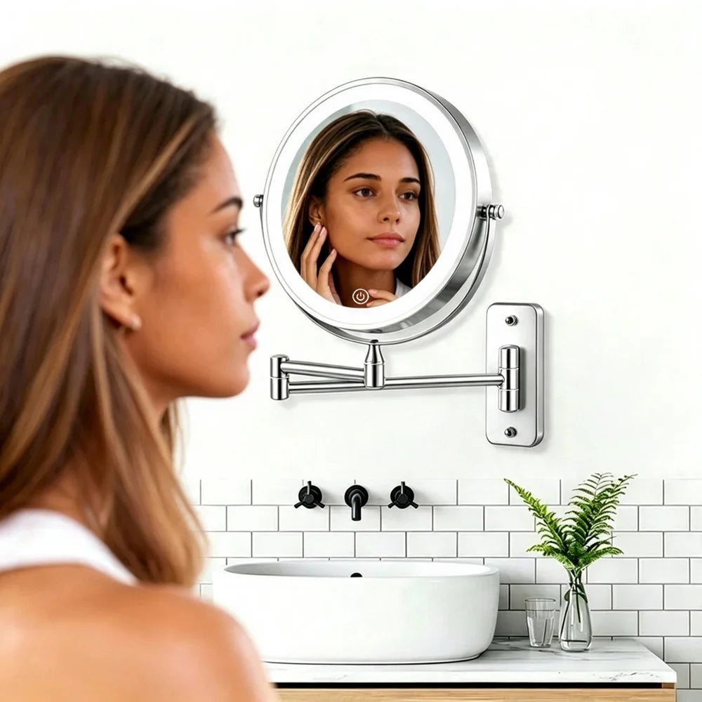 8-Inch Lighted Makeup Mirror | 10x Magnification, USB Rechargeable Lighted Makeup Mirror SPOT