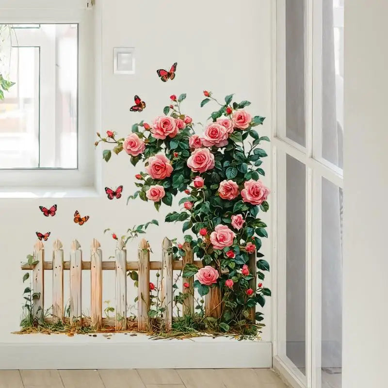 Rose Vine Wall Decals – Waterproof Self-Adhesive Floral Stickers Wall Decals SPOT C