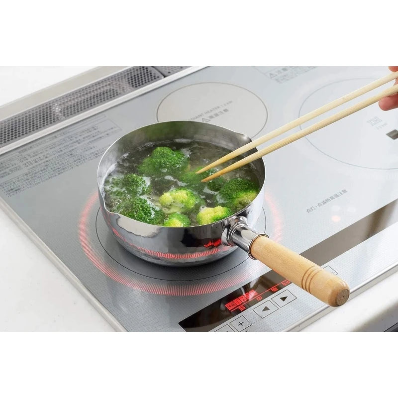 Stainless Steel Yukihira Pan – Coating-Free Wooden Handle Stainless Steel Saucepan SPOT
