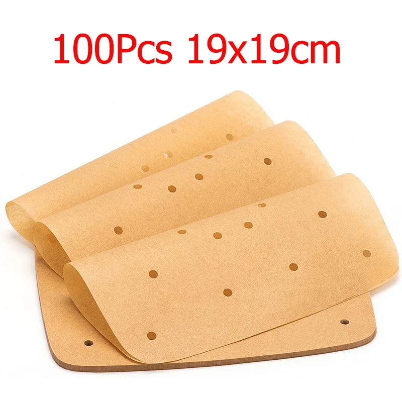 100-Pack Air Fryer Parchment Liners – 7.5, 8.5 & 9 Inch Air Fryer Liners SPOT 100Pcs 19x19cm