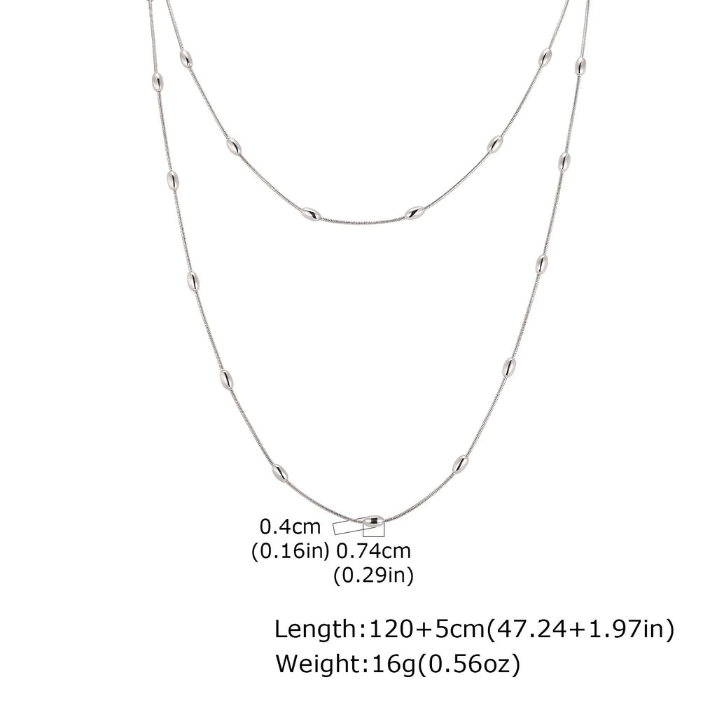 Meaeguet 47" Bead Ball Long Chain Necklace – Gold & Silver Chain Necklace SPOT NC-2642S