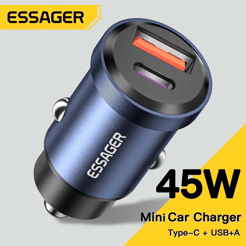 Essager 45W USB-C Car Charger QC4.0 PD3.0 Fast Charging USB Car Charger SPOT