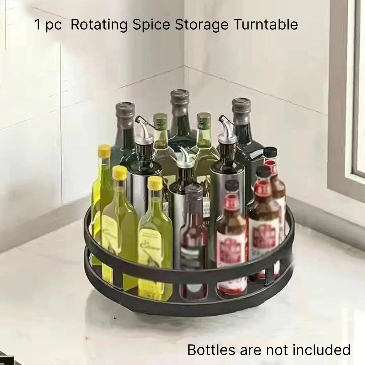 360° Rotating Spice Rack Turntable – Countertop Organizer Rotating Kitchen Organizer SPOT 1pc