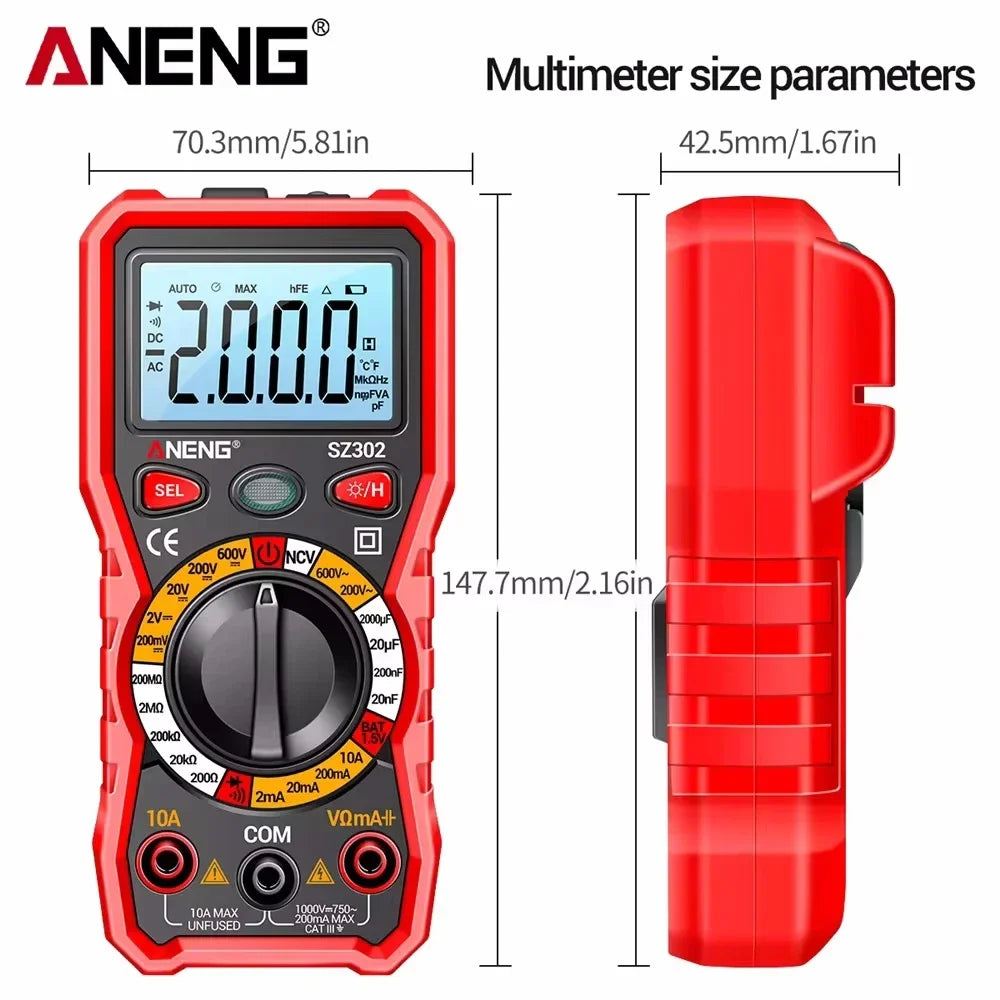 ANENG SZ302 Auto-Range Digital Multimeter AC/DC NCV Tester Digital Multimeter SPOT