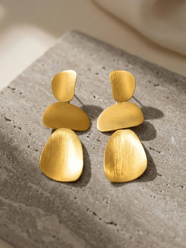 18K Gold Geometric Drop Earrings – Stainless Steel Dangle Drop Earrings SPOT