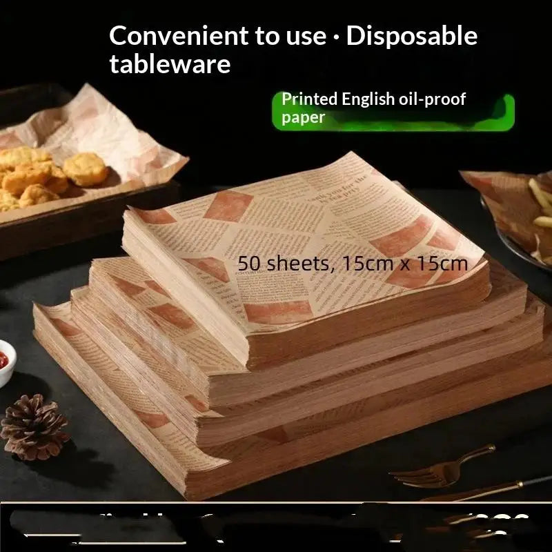 Greaseproof Food Liner Paper 50 Sheets – Retro Newspaper Print Food Liner Paper SPOT A1
