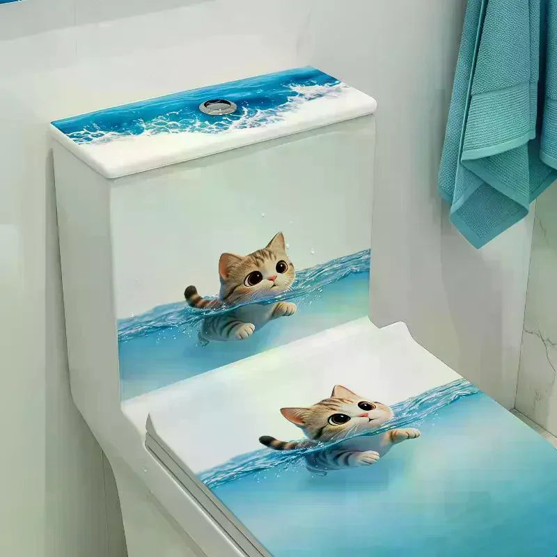 Cute Swimming Cat Bathroom Wall Sticker – Waterproof Decal Wall Sticker Decal SPOT