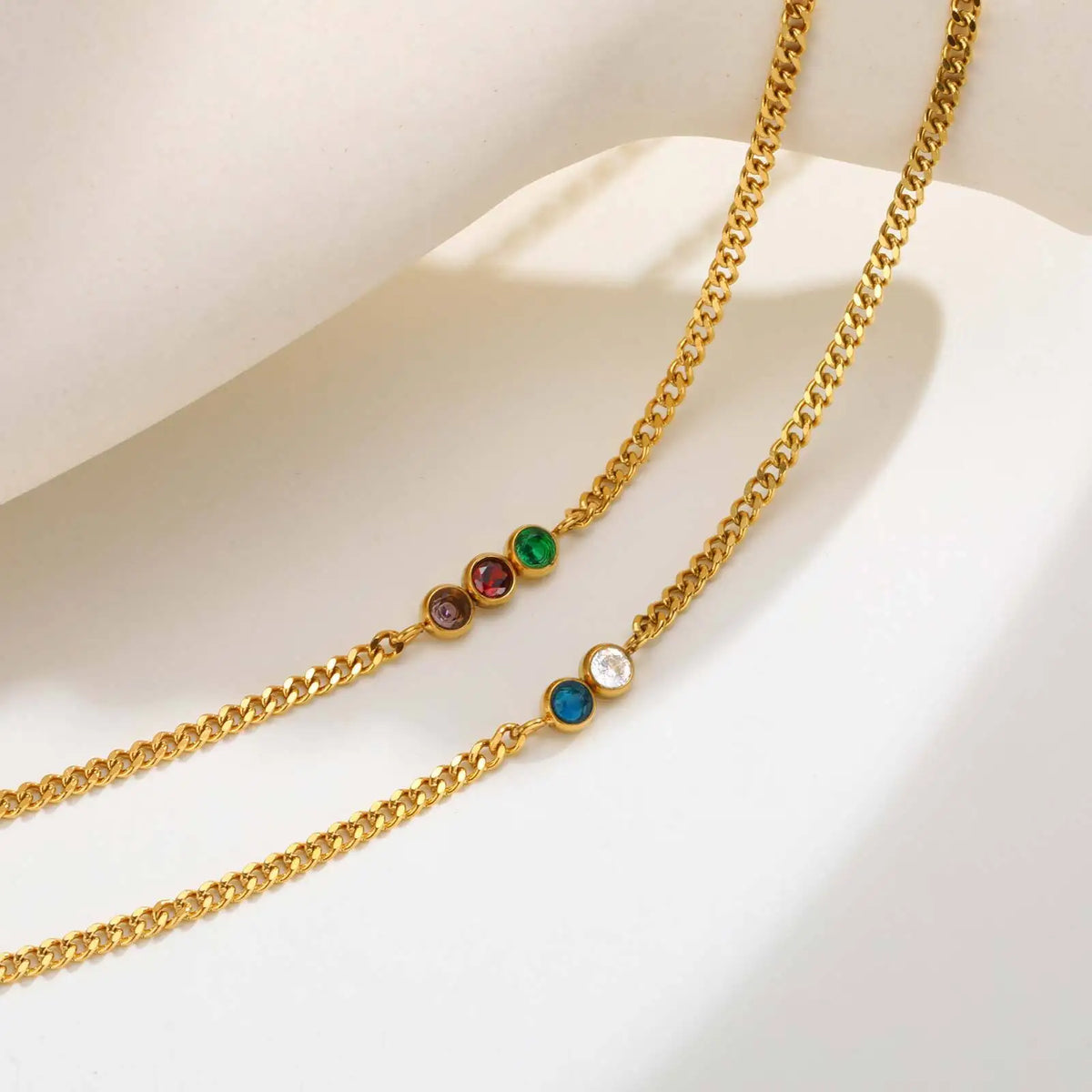 18K Gold Plated Colorful Zircon Cuban Chain Necklace Women Chain Necklace SPOT