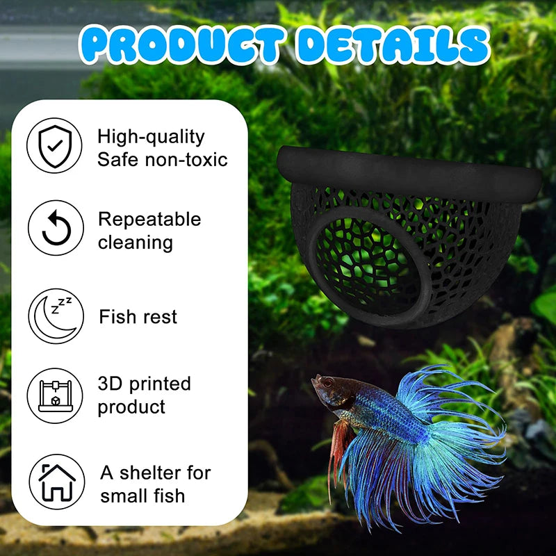 3-in-1 Floating Betta Cave & Shrimp Hide – Aquarium Hammock Aquarium Cave Decor SPOT
