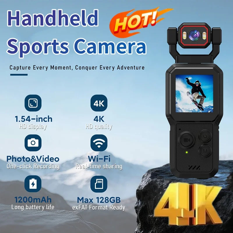 Handheld 4K Sports Camera – WiFi, Rotating Lens & Fill Light Handheld Sports Camera SPOT Default Title