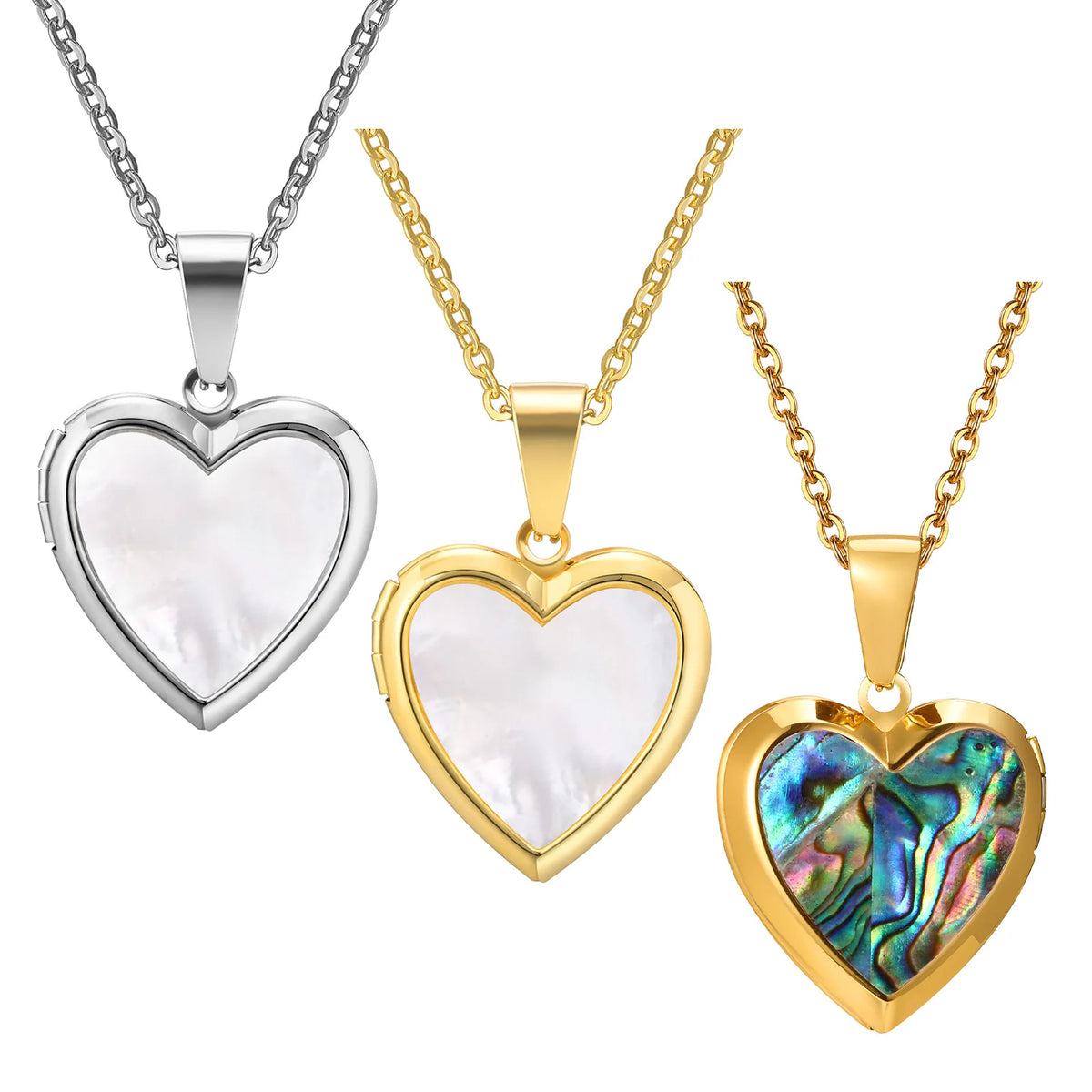 Women's Heart Locket Necklace – Gold Openable Shell Pendant Locket Pendant Necklace SPOT