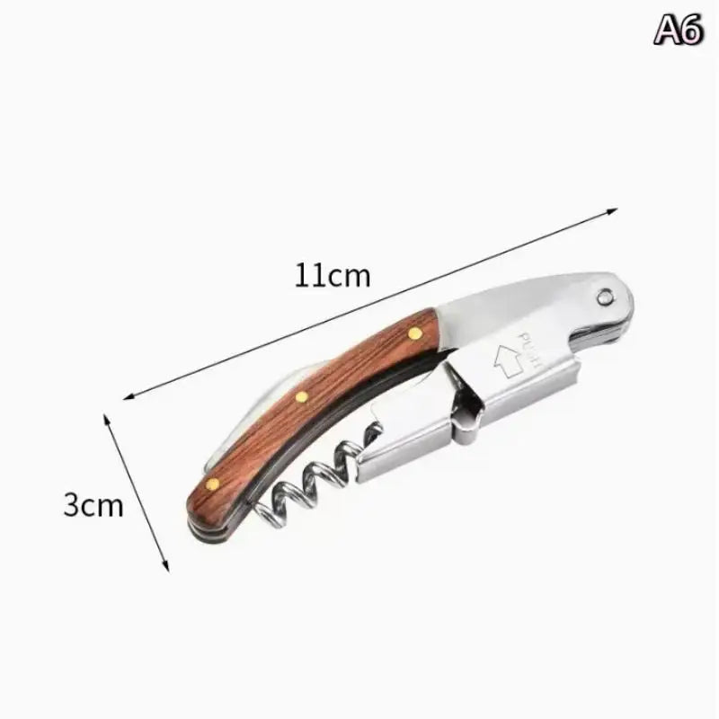Wooden Stainless Steel Folding Wine Opener & Corkscrew Multitool Folding Wine Opener SPOT A6