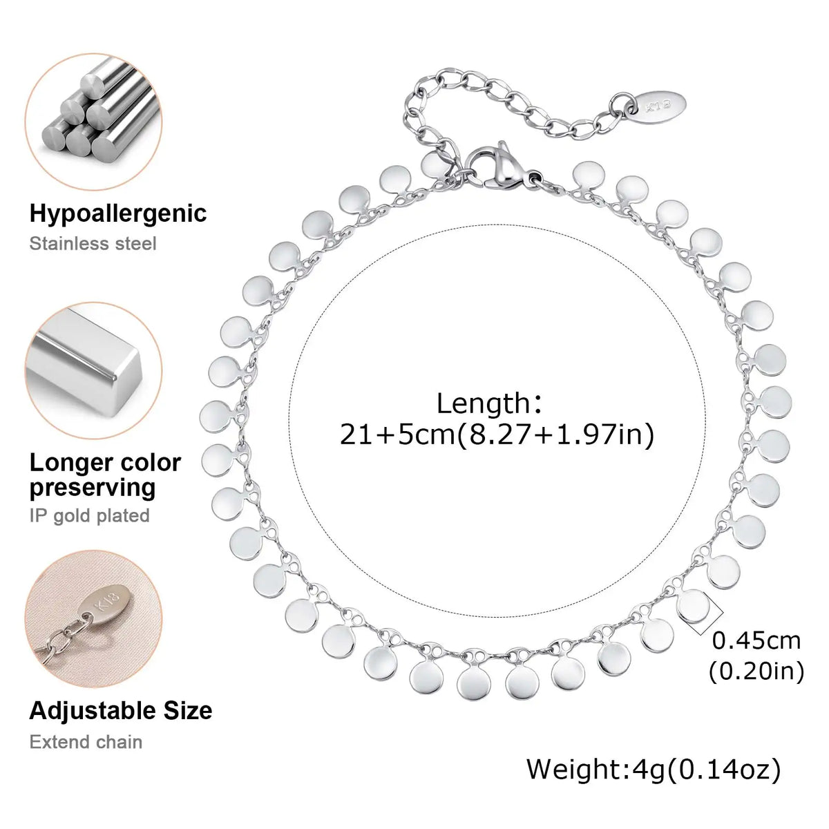 Sequin Fringe Anklet – Adjustable Stainless Steel for Women Fashion Anklet SPOT