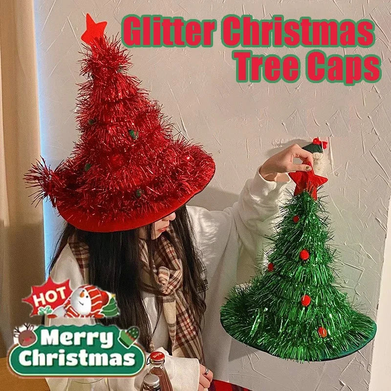 Glitter Christmas Tree Hat – Adult Holiday Costume & Photo Prop Holiday Costume Hat SPOT