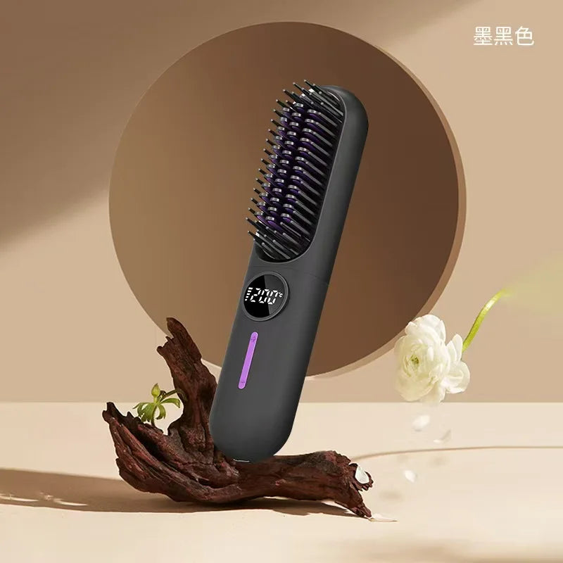 Cordless Electric Hair Straightening Comb – 5600mAh Rechargeable Hair Straightening Comb SPOT Grey USB Type-C