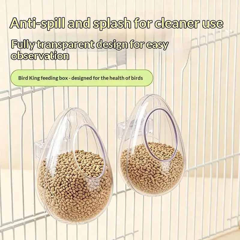Anti-Splash Bird Feeder – Clear Wall-Hanging Cage Feeder Bird Cage Feeder SPOT