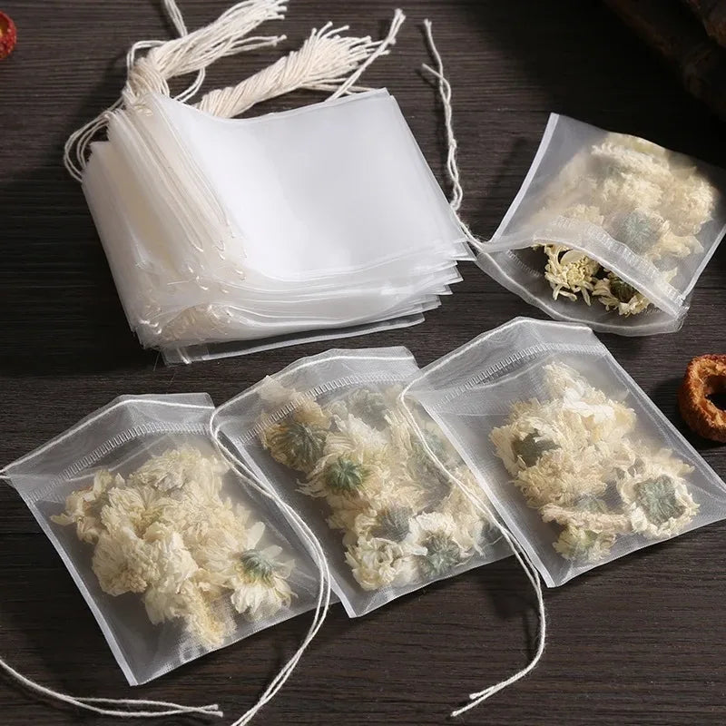 100-Pack Disposable Drawstring Tea Filter Bags – Food Grade Tea Filter Bags SPOT 100PCS ( 5x7CM)