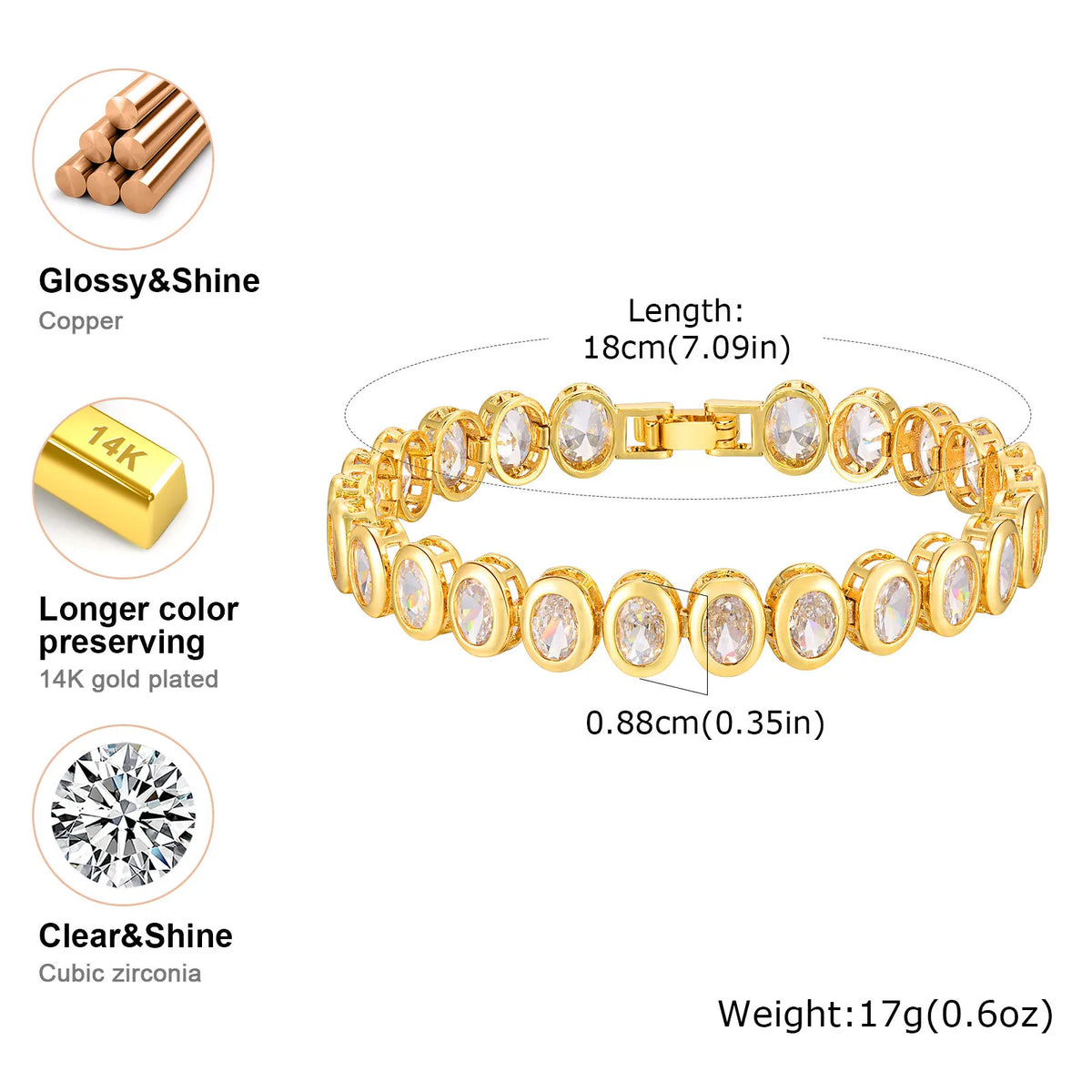 Meaeguet CZ Tennis Bracelet – Chunky Gold Hip Hop Chain CZ Tennis Bracelet SPOT