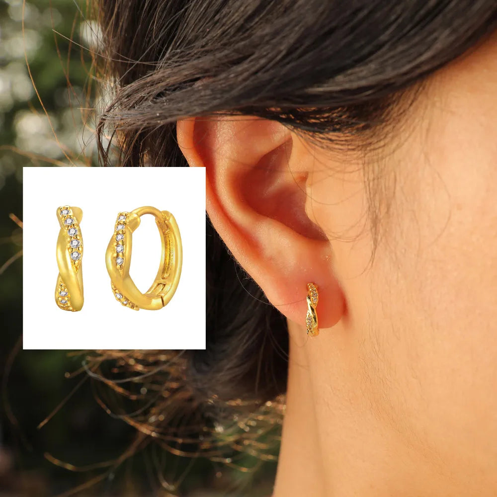 U-Shape Hoop Earrings – Minimalist Stainless Steel Ball Hoops Hoop Earrings SPOT EBD-314G