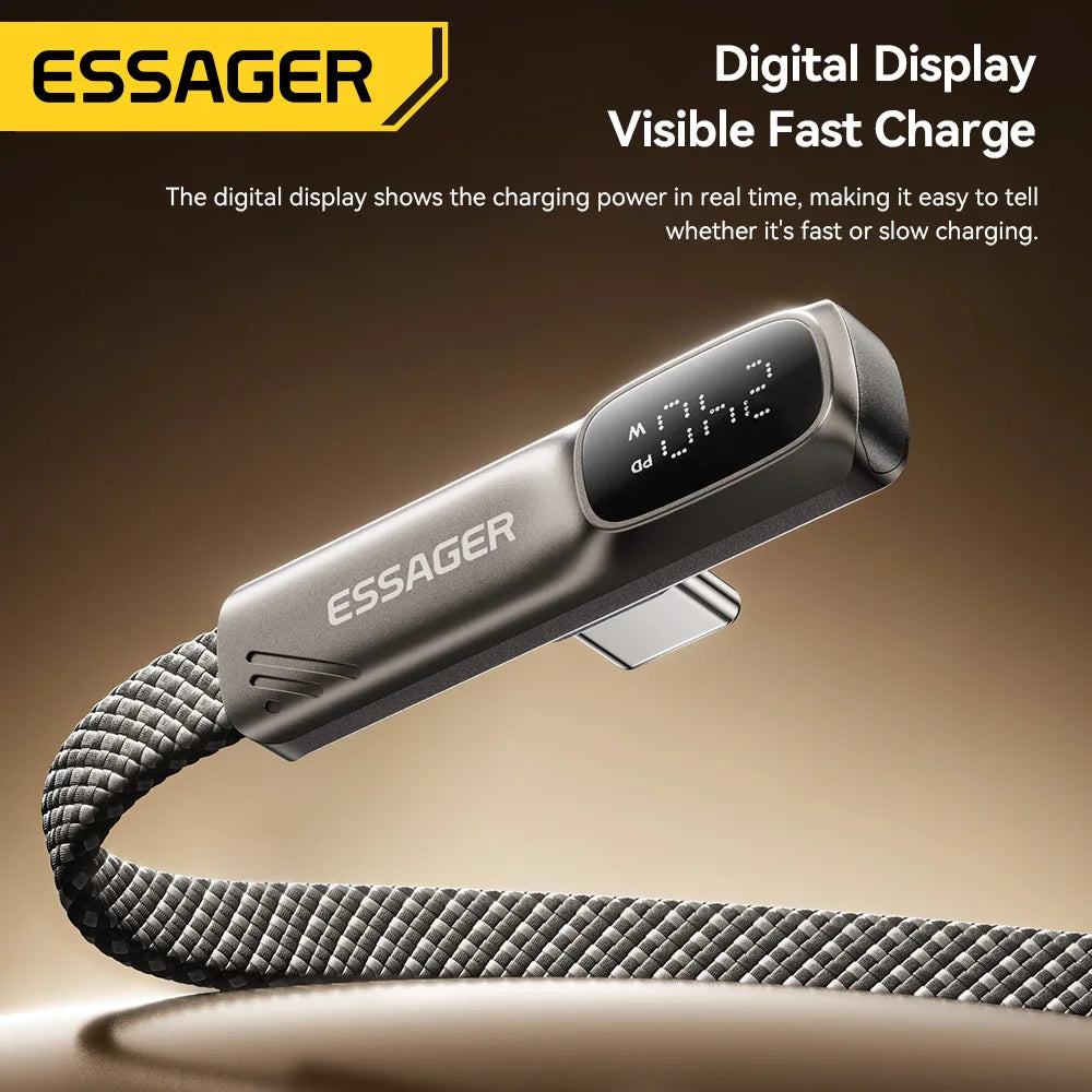 Essager 240W USB-C Elbow Fast Charging Cable | 1m/2m USB-C Charging Cable SPOT