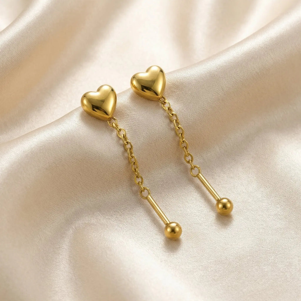 Gold Plated Heart Necklace & Earrings Set – Hypoallergenic Jewelry Set SPOT ED-1062G