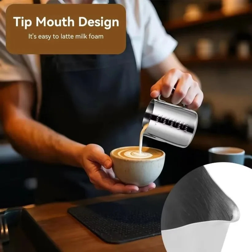 Barista Milk Frothing Pitcher 350ml – Stainless Steel Latte Jug Milk Frothing Pitcher SPOT