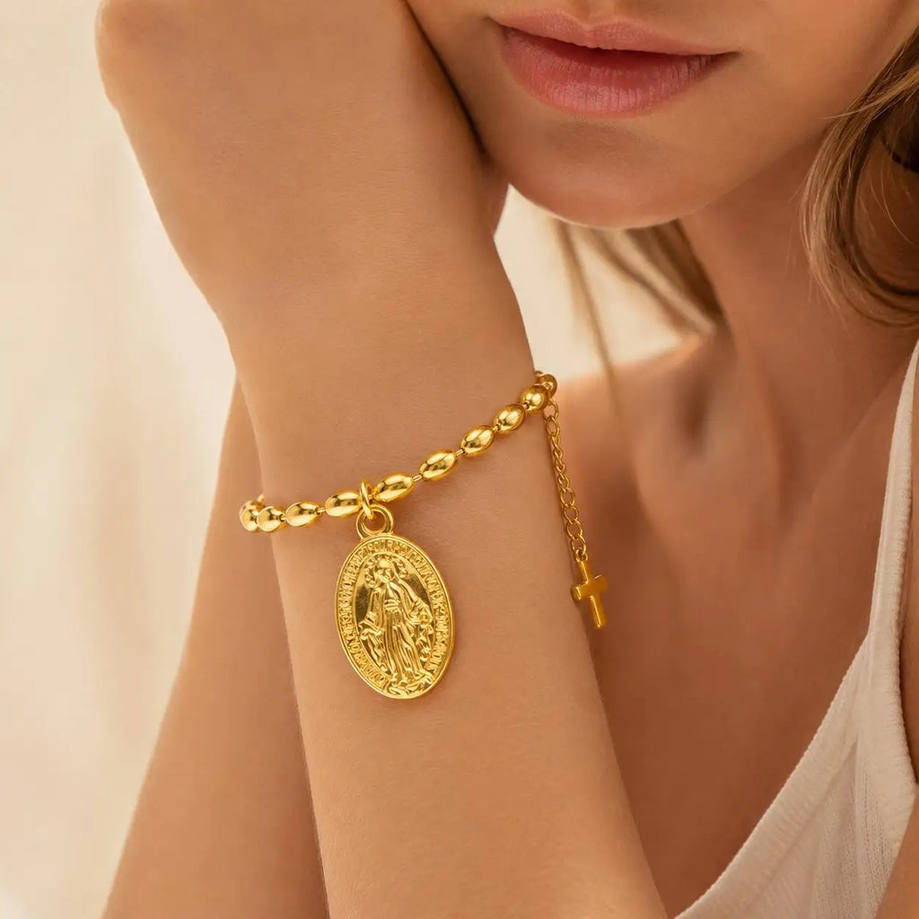 18K Gold Virgin Mary Rosary Bracelet – Stainless Steel Women Religious Bracelet SPOT Default Title