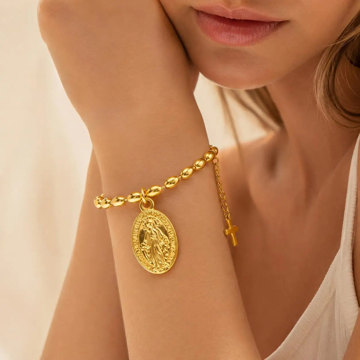 18K Gold Virgin Mary Rosary Bracelet – Stainless Steel Women Religious Bracelet SPOT Default Title
