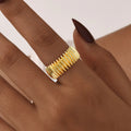 Meaeguet Geometric Gold Ring – 14k Plated Stainless Steel Fashion Ring SPOT US Ring Size 06