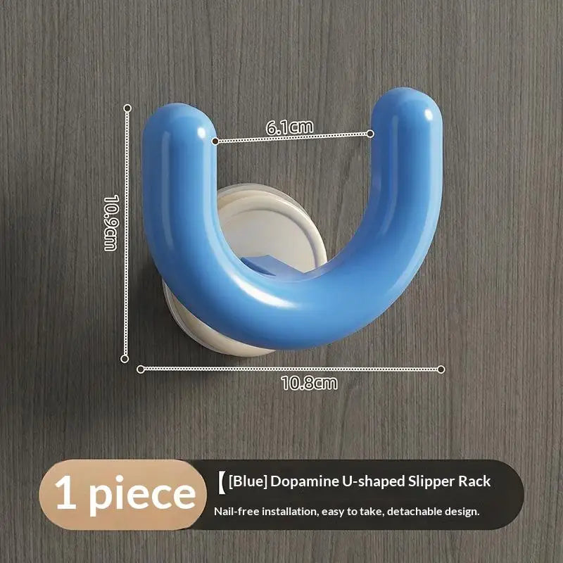 Wall-Mounted Suction Cup Slipper Hanger – U-Shape Organizer Bathroom Storage Rack SPOT A3