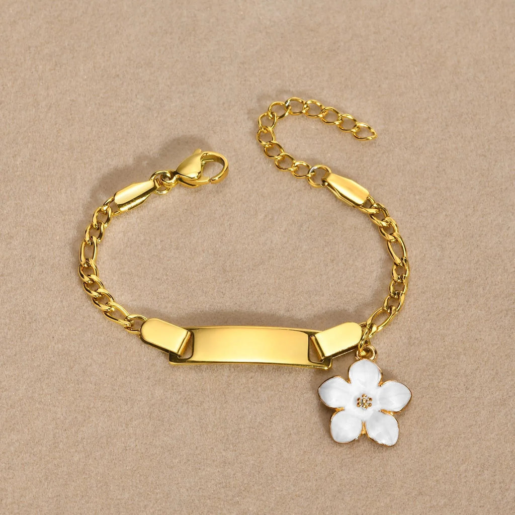 Personalized Baby Girl ID Bracelet – Gold Engraved Name & Date Personalized ID Bracelet SPOT