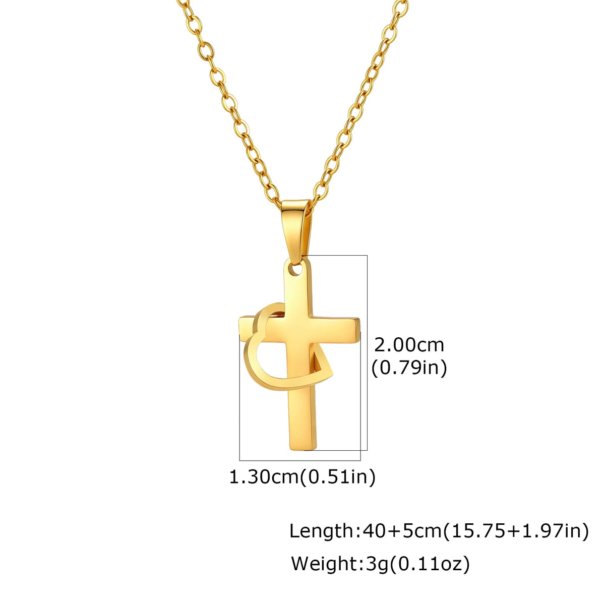 Heart Cross Pendant Necklace – 18K Gold Stainless Steel Cross Pendant Necklace SPOT NC-3014G