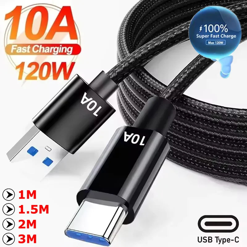 120W Braided USB-A to USB-C Fast Charging Cable 1–3M USB Charging Cable SPOT