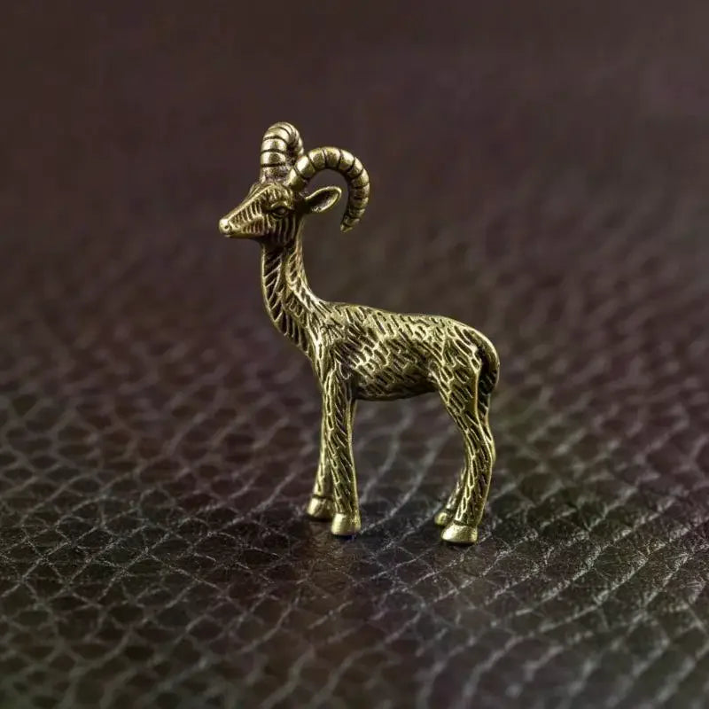 Miniature Brass Goat Figurine – Antique Zodiac Collectible Decorative Figurine SPOT